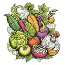 colorful vegetables tattoo design idea