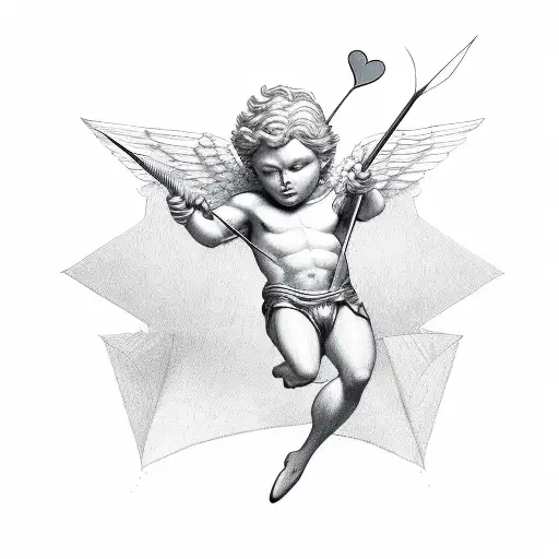 Cupid with broken arrow tattoo design idea