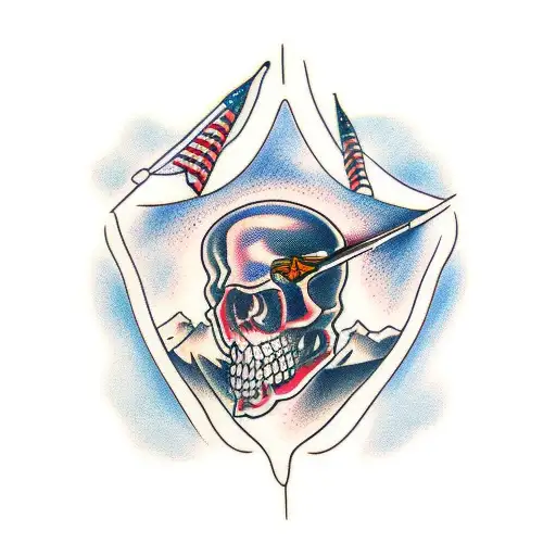 crossed tomahawks tattoo design idea
