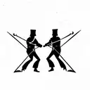 two men fencing with swords  tattoo design idea