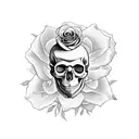 skull with rose and butterflies that say stay frees  tattoo design idea
