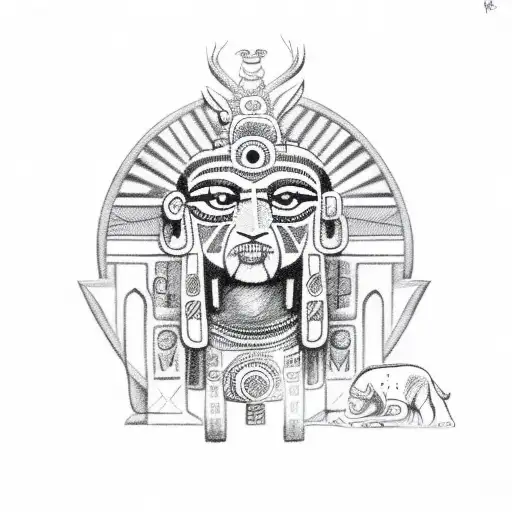 Aztec animal deities in a sketch style tattoo design idea