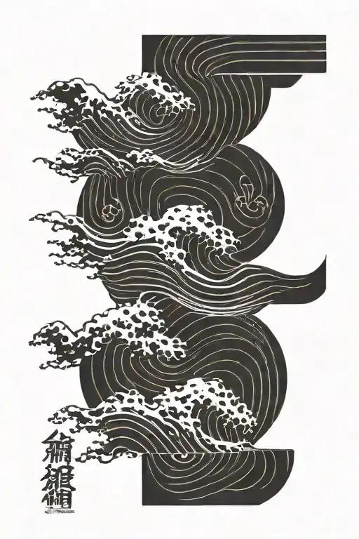 Hokusai wave merging, David Carson, typography tattoo tattoo design idea