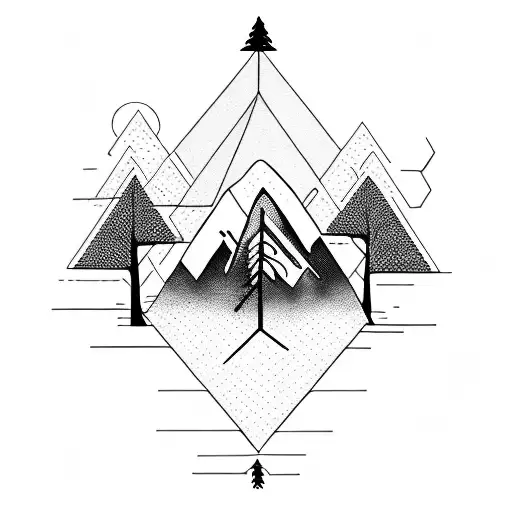 mountain bike with tree and hill tattoo design idea