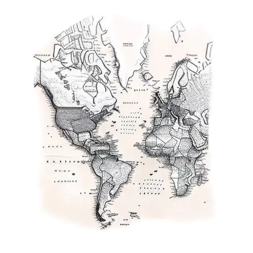 vintage globe map tattoo