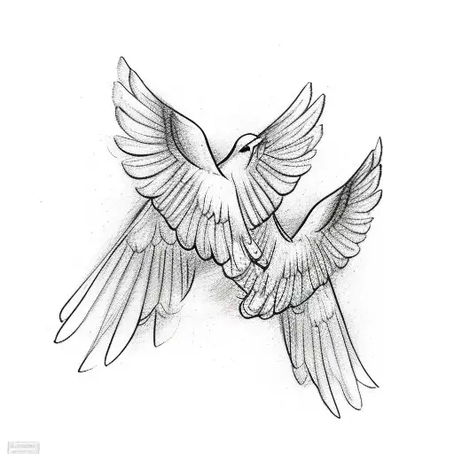 3 flying doves far away from eachother, in different directions, simple tattoo design idea