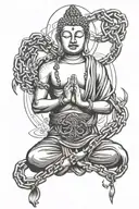 budha holding a broken chain tattoo design idea
