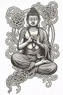 budha holding a broken chain tattoo design idea