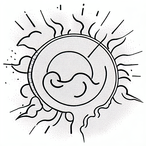 cute rain cloud with a sun behind it and a lighting bolt tattoo design idea