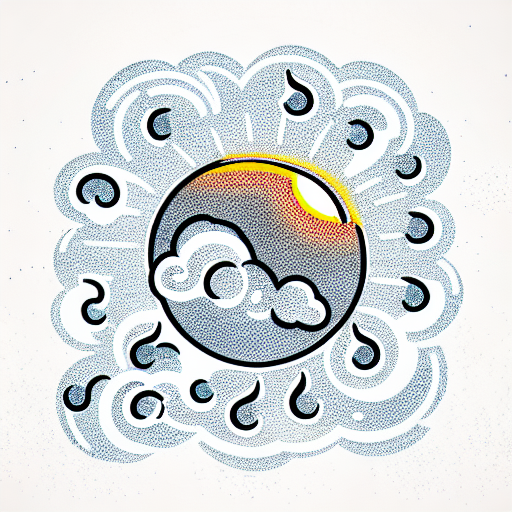 cute rain cloud with a sun behind it and a lighting bolt tattoo design idea