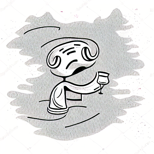 anthropomorphic croissant with standing on a mountain of coffee beans tattoo design idea