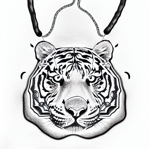 tiger morphing into a turtle wearing a necklace with rick ross' face on it tattoo design idea