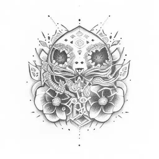 tribal alargado con flores  tattoo design idea