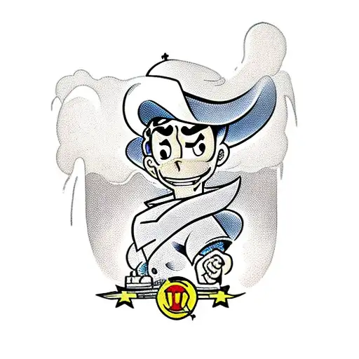 Lucky Luke sobre una bomba atómica  tattoo design idea