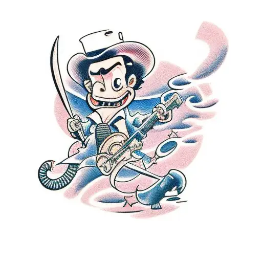 Lucky Luke y bomba  tattoo design idea