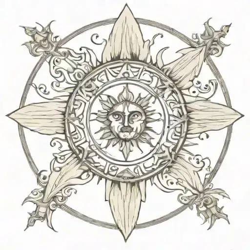 Medieval sun tattoo design idea