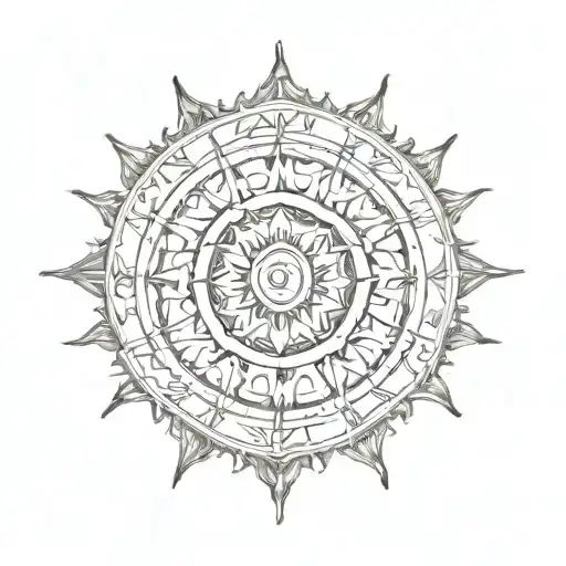 Medieval sun tattoo design idea