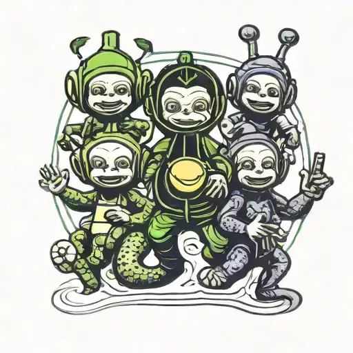 Teletubbies high on weed tattoo design idea