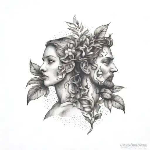 Adam and Eve tattoo design idea