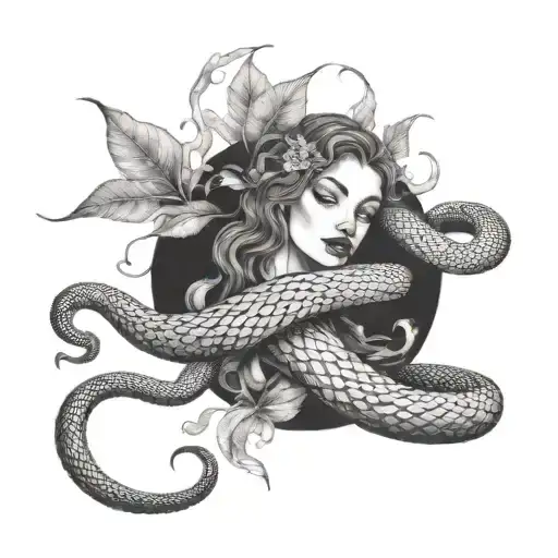 Eve and the snake tattoo design idea