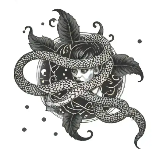 Eve and the snake tattoo design idea