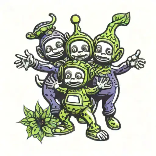 Teletubbies high on weed tattoo design idea