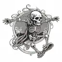 Dancing skeleton tattoo design idea