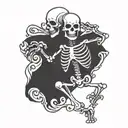 Dancing skeleton tattoo design idea