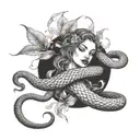 Eve and the snake tattoo design idea