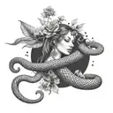Eve and the snake tattoo design idea