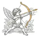 cupid shooting arrow tattoo design idea