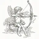 cupid shooting arrow tattoo design idea