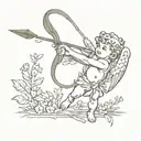 cupid shooting arrow tattoo design idea