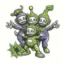 Teletubbies high on weed tattoo design idea