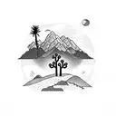 mountain range with a joshua tree and the number 8783 tattoo design idea