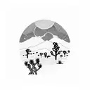 mountain range with a joshua tree and the number 8783 tattoo design idea