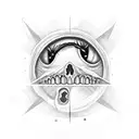 Eye, skull, tree, triangle  tattoo design idea