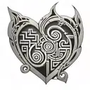 An abstract design featuring a heart-shaped labyrinth representing the journey of love and life's uncertainties tattoo design idea