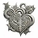 An abstract design featuring a heart-shaped labyrinth representing the journey of love and life's uncertainties tattoo design idea