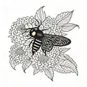 black moth with crysanthemum   tattoo design idea