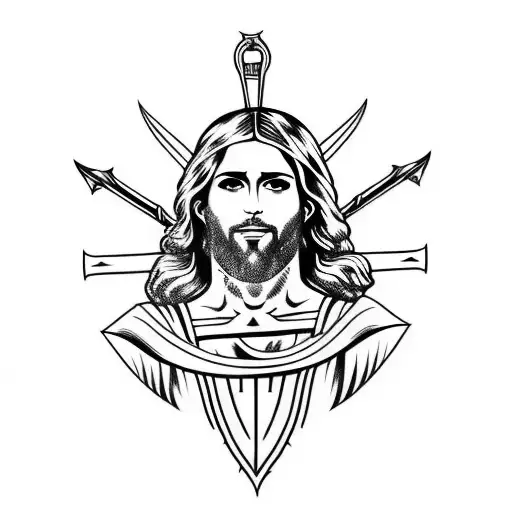 jesus with sword tattoo design idea