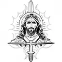 jesus with sword tattoo design idea