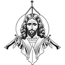 jesus with sword tattoo design idea