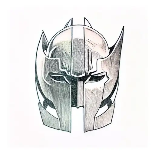 batman dressed in greek or spartan warrior armour and garb tattoo design idea