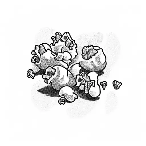 Cards, popcorn,red towel tattoo design idea