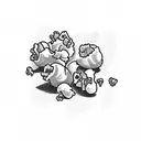 Cards, popcorn,red towel tattoo design idea