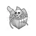 Cards, popcorn,red towel tattoo design idea