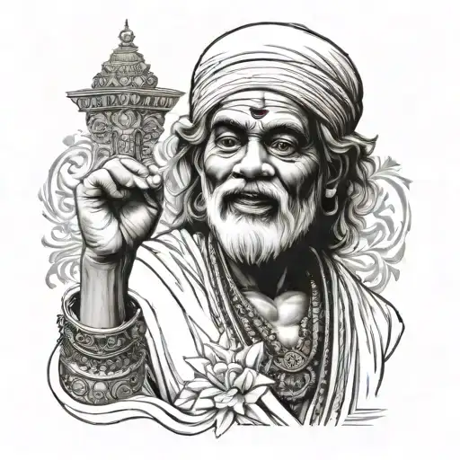 Sai baba god holding tattoo design idea