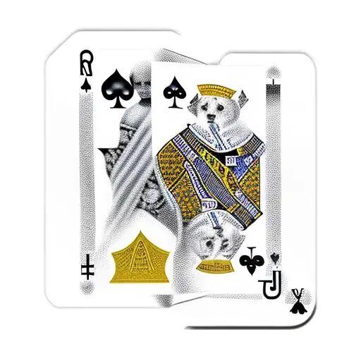 A royal flush of playing cards surrounded by golden retrievers tattoo design idea
