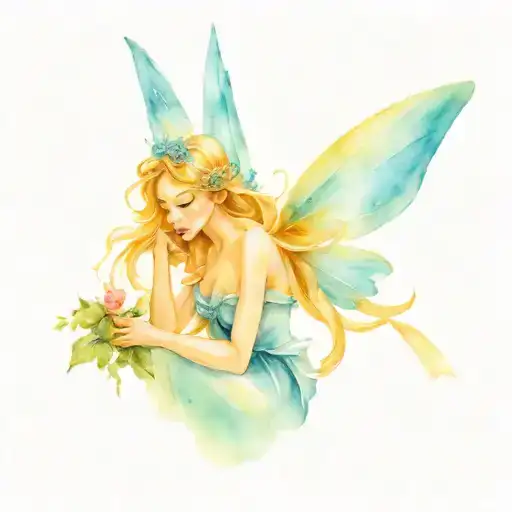 blue fairy tattoo design idea